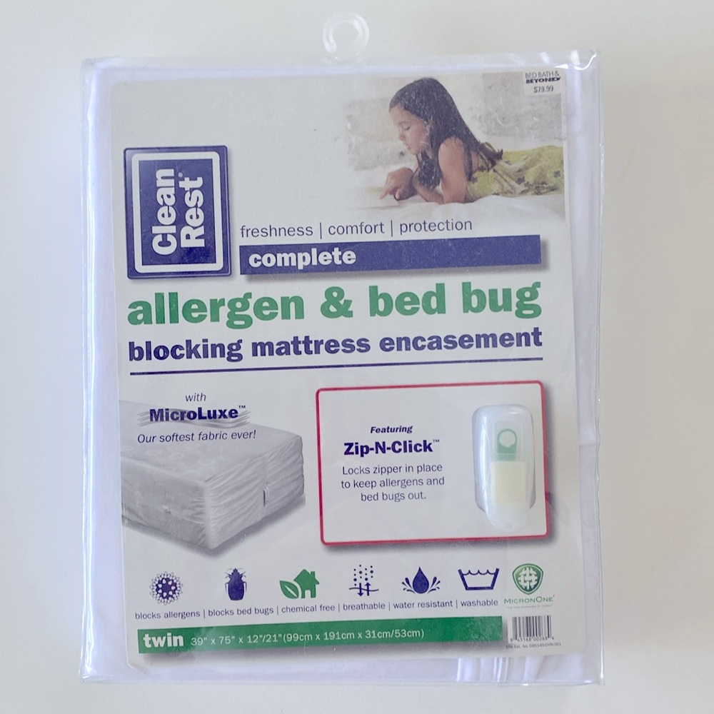 Clean Rest Allergen & Bed Bug Blocking Mattress Encasement New
